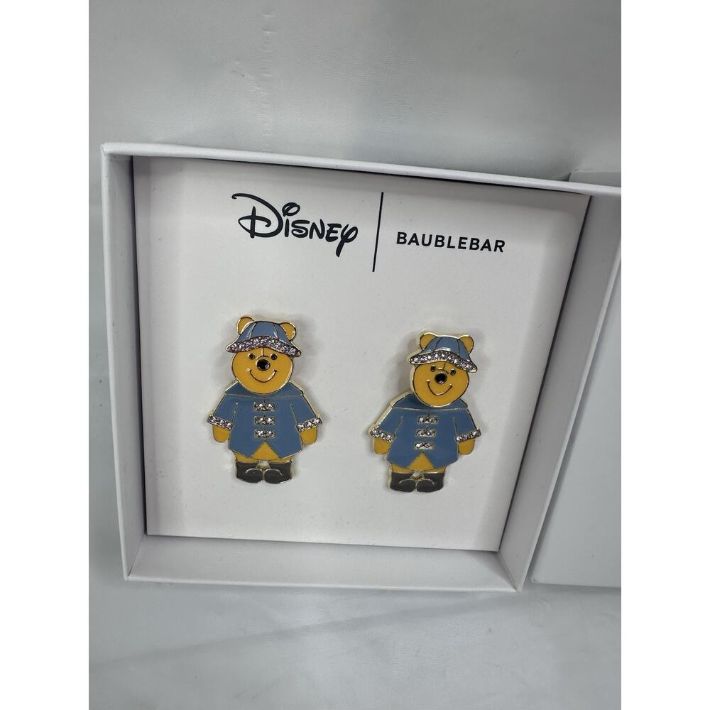 Disney Baublebar Winnie The Pooh Spring Raincoat Rain Easter Earrings Dangle - Picture 2 of 2